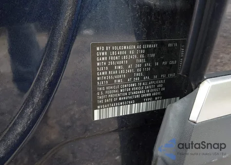 2016 Volkswagen Tiguan Sel из США, поврежденный, VIN WVGAV7AX8GW537843